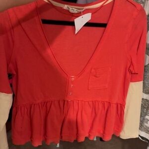 New We The Free Peplum Faux Layer Top XS